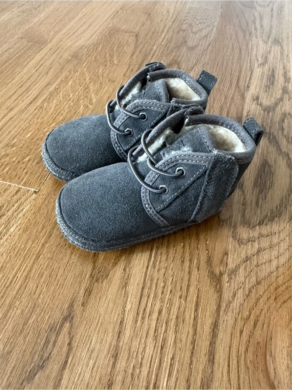 UGG Baby Suede Lace-Up Booties in Gray